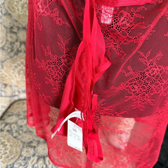 Auden Red Lace Chemise w/panties with Bow Detail - Picture 4 of 6